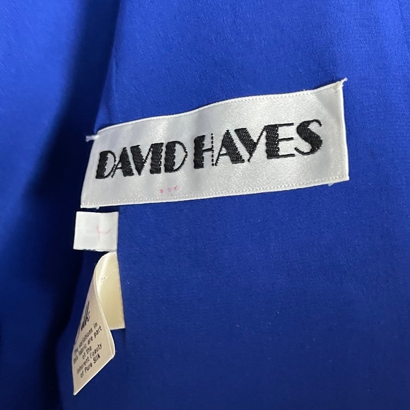 David Hayes Women's Jacket Size 6 Silk Blue Beige Silk Lining Vintage RARE!! - Picture 4 of 6